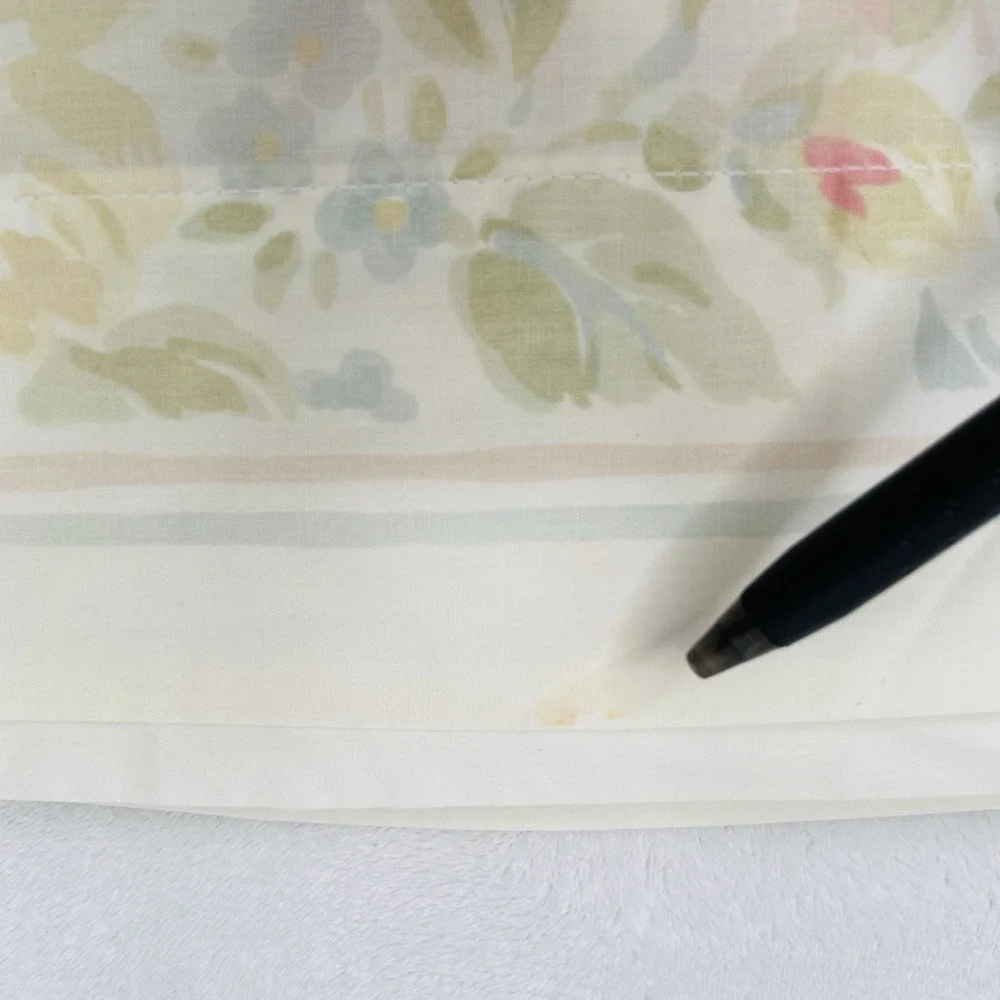 Vintage JC Penney Double Flat Sheet Shabby Cottage Pink Floral Trellis Pattern